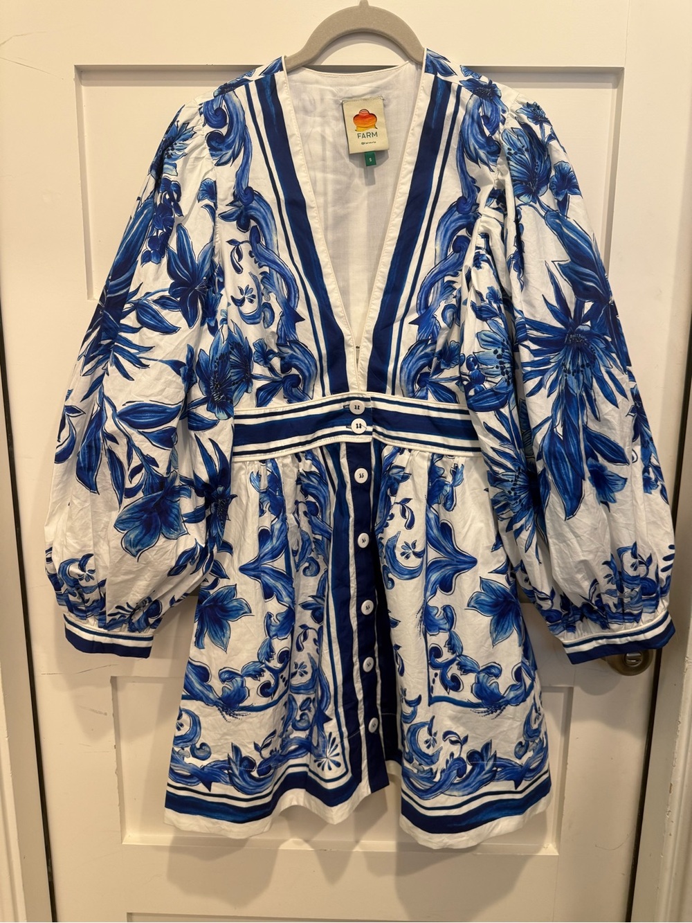 FARM Rio Off-White Garden Tiles Mini Dress - Picture 2 of 4